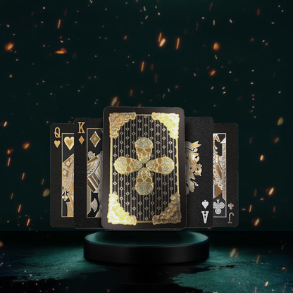 Premium Playing Cards Deck Four Skulls Black and Gold