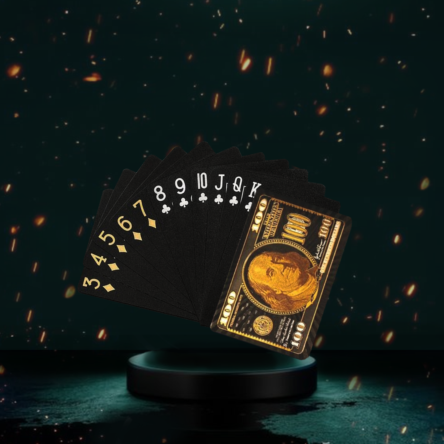 Premium Playing cards Deck 100$ black and gold