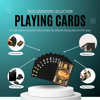 Premium Playing cards Deck 100$ black and gold