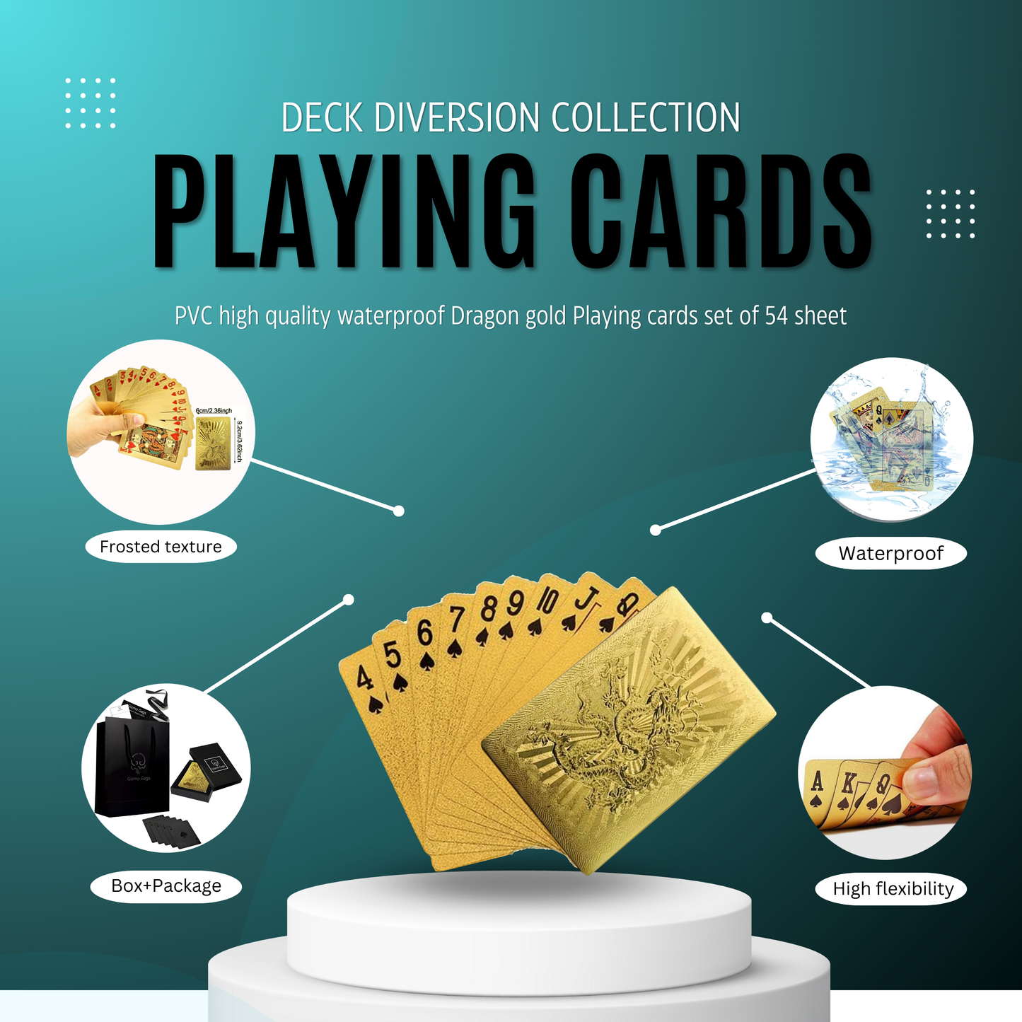 Premium Playing cards Deck Dragon gold